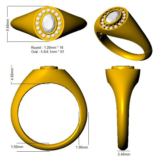 9ct Yellow Gold Oval Lab Grown Diamond Ring 2