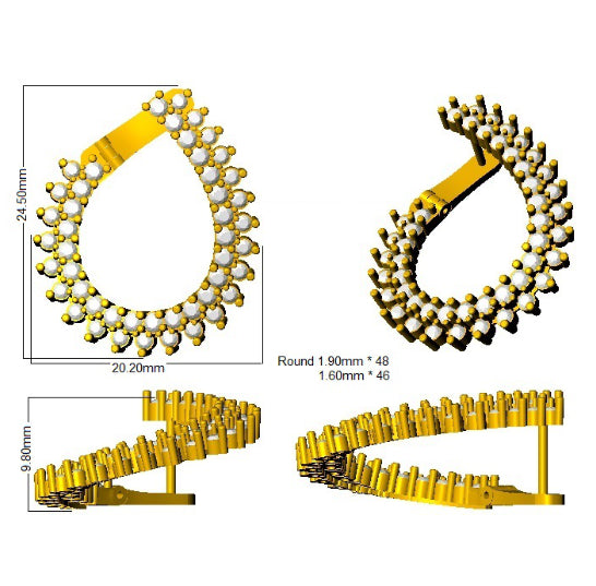 9ct Yellow Gold Round Lab Grown Diamond Earrings 2