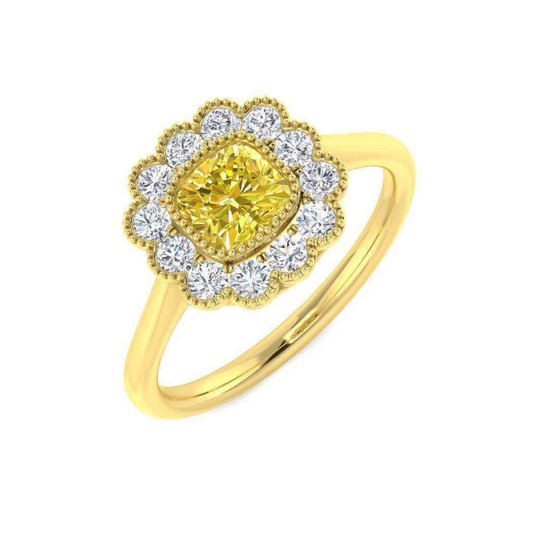 9ct Yellow Gold Cushion Diamond Ring 1