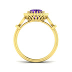 9ct Yellow Gold Oval Amethyst and Diamond Ring 2