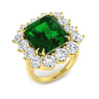 18ct Yellow Gold Emerald Cut Emerald and Diamond Ring 1