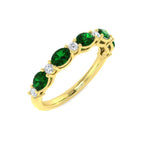 9ct Yellow Gold Oval Emerald and Diamond Ring 1