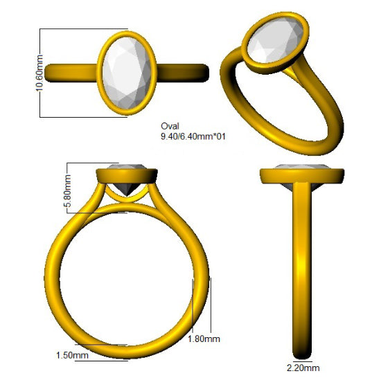 9ct Yellow Gold Oval Lab Grown Diamond Ring 3