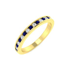 9ct Yellow Gold Round Blue Sapphire and Diamond Ring 1