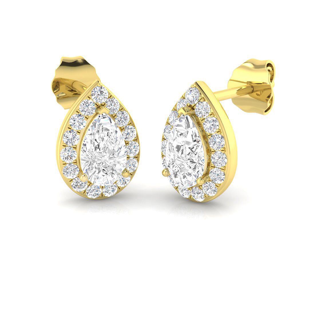 9ct Yellow Gold Pear Lab Grown Diamond Earrings 1