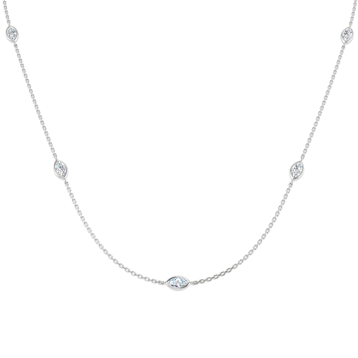 9ct White Gold Marquise Lab Grown Diamond Necklace 1