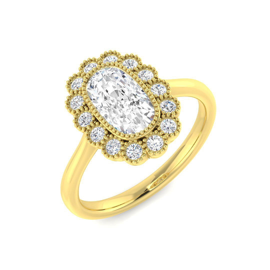 9ct Yellow Gold Cushion Cvd Old Cut Ring 1