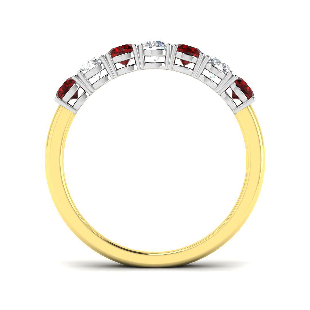 9ct Yellow Gold Round Ruby and Diamond Ring 2