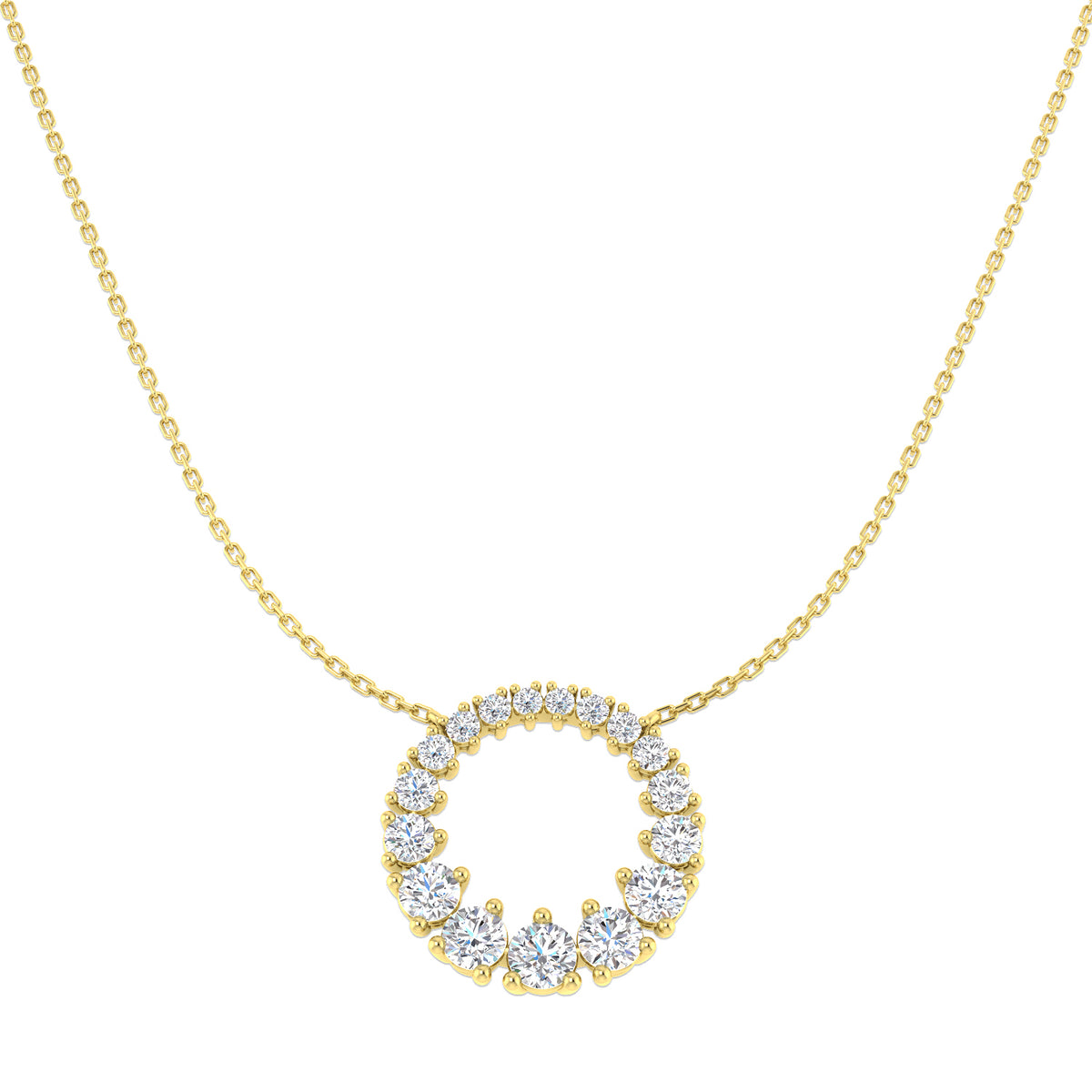 9ct Yellow Gold Round Lab Grown Diamond Necklace 1