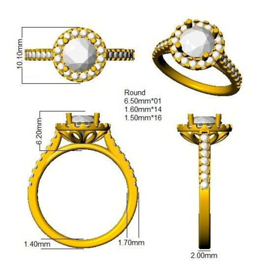 18ct Yellow Gold Round Lab Grown Diamond Ring 3