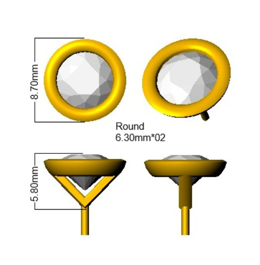 18ct Yellow Gold Round Lab Grown Diamond Earrings 2