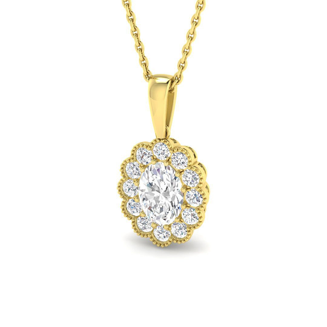 9ct Yellow Gold Oval Lab Grown Diamond Pendant 1