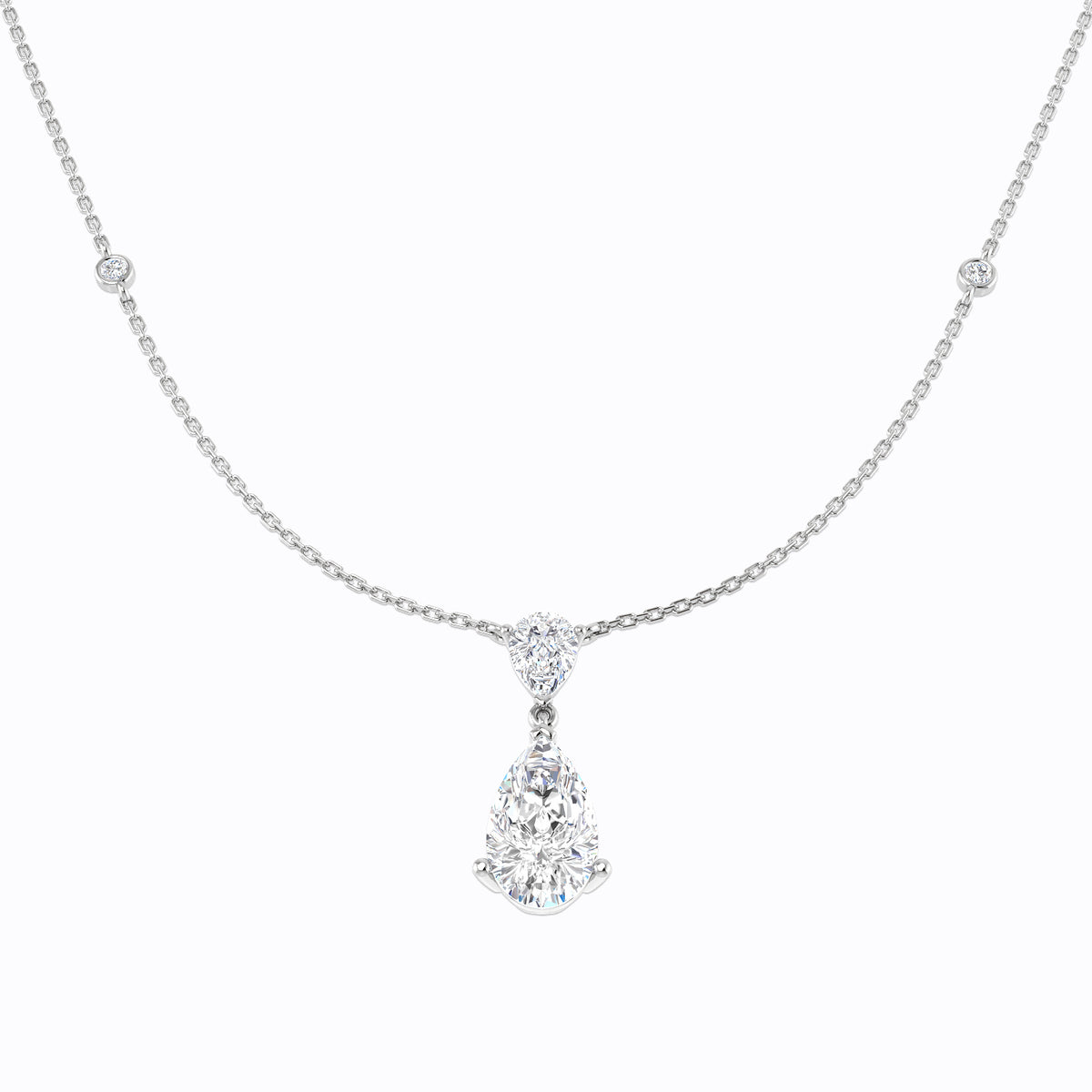 9ct White Gold Pear Lab Grown Diamond Necklace 1