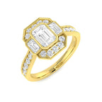 9ct Yellow Gold Emerald Cut Lab Grown Diamond Ring 1