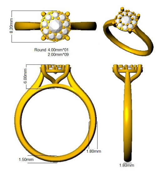 9ct Yellow Gold Round Lab Grown Diamond Ring 2