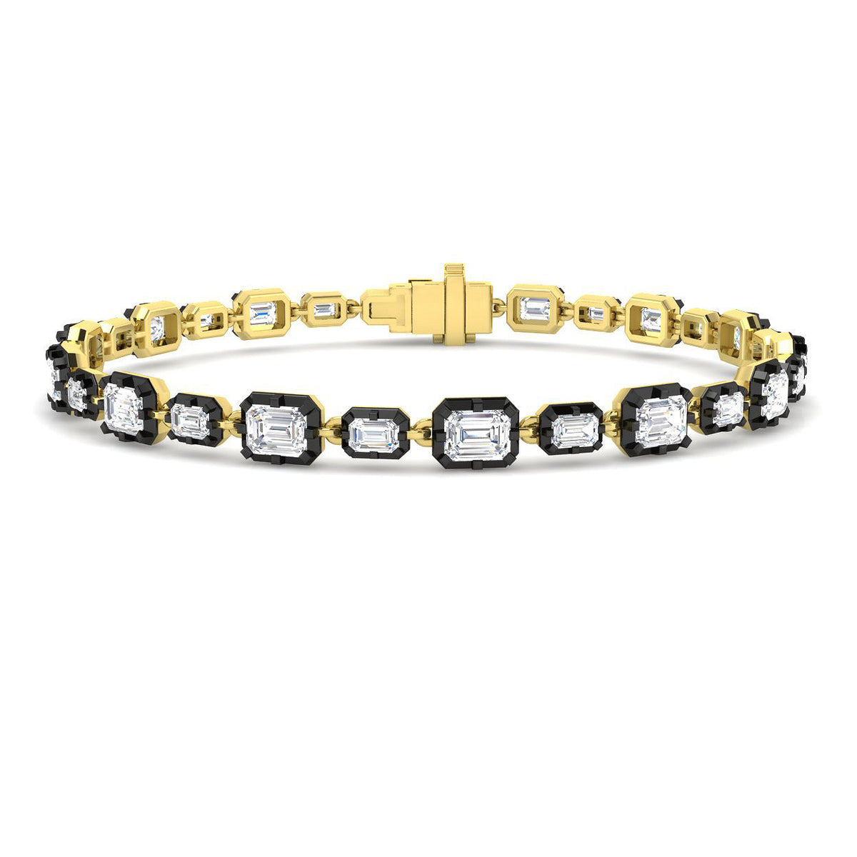 9ct Yellow Gold Emerald Cut Lab Grown Diamond Bracelet 1