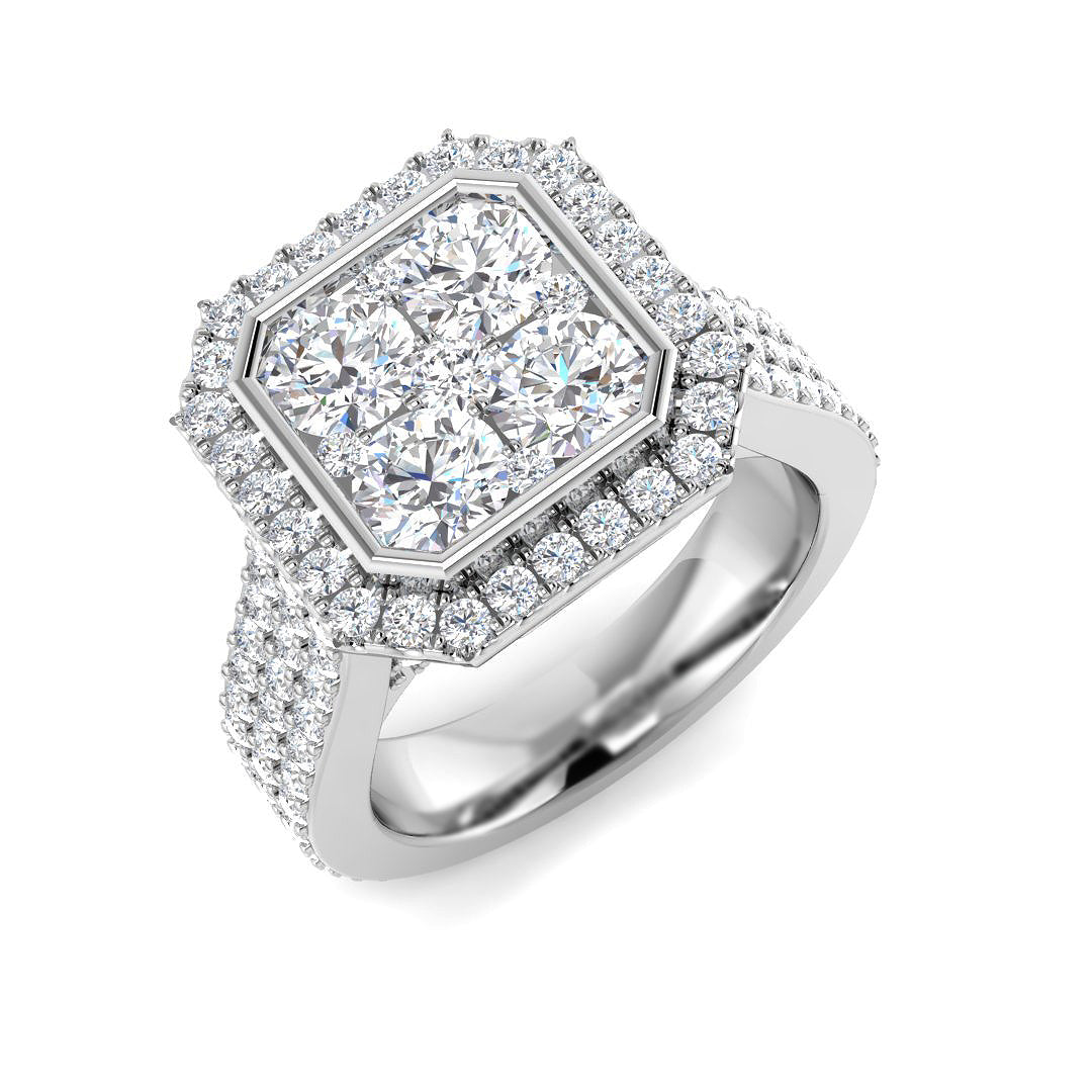 9ct White Gold Round Lab Grown Diamond Ring 1