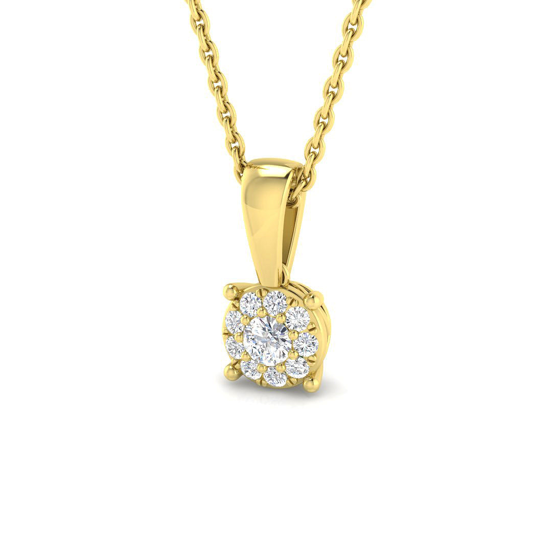9ct Yellow Gold Round Lab Grown Diamond Pendant 1