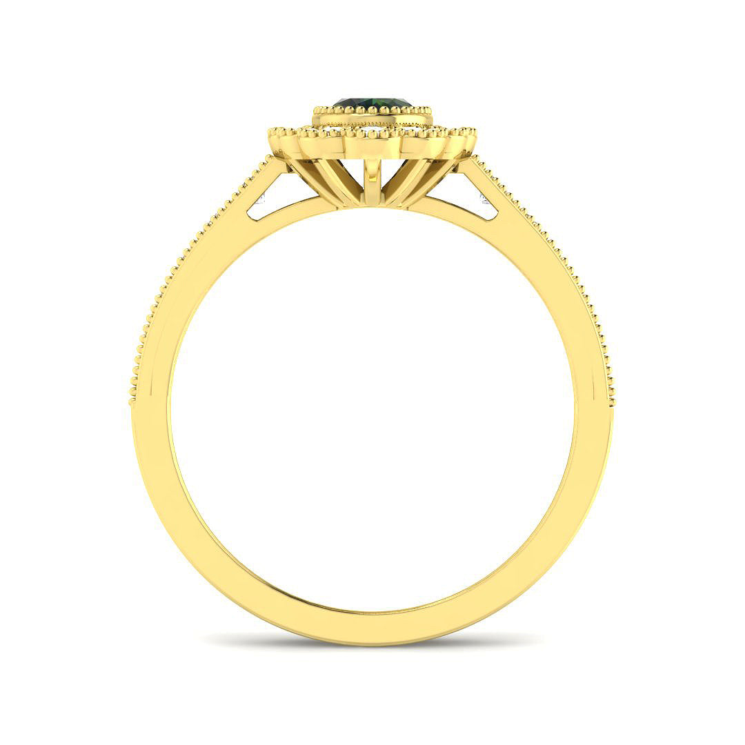 9ct Yellow Gold Oval Teal Sapphire and Diamond Ring 2
