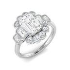 9ct White Gold Emerald Cut Lab Grown Diamond Ring 1