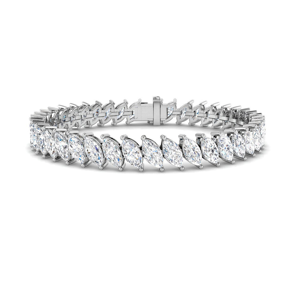 9ct White Gold Marquise Lab Grown Diamond Bracelet 1