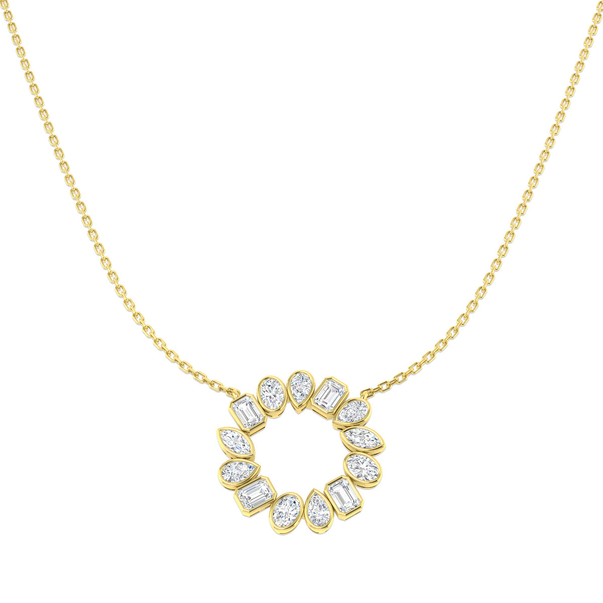 9ct Yellow Gold Emerald Cut and Marquise and Oval and Pear Lab Grown Diamond Necklace 1