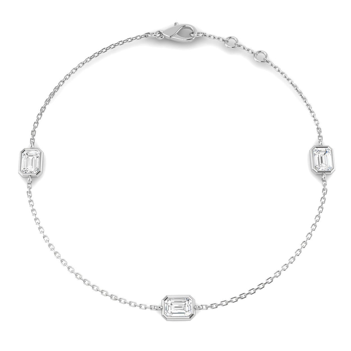 9ct White Gold Emerald Cut Lab Grown Diamond Bracelet 1