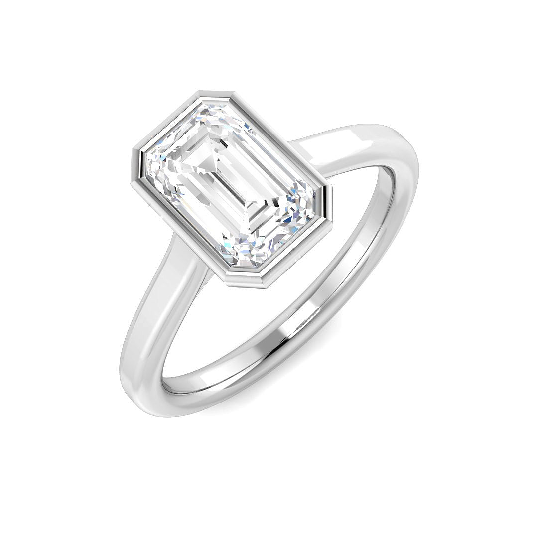 Platinum Emerald Cut Lab Grown Diamond Ring 1