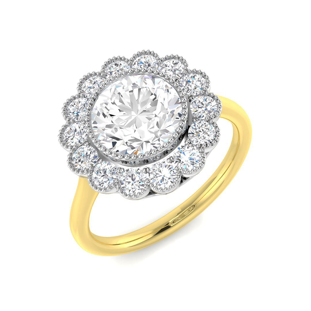 9ct Two Tone Round Cvd Old Cut Ring 1