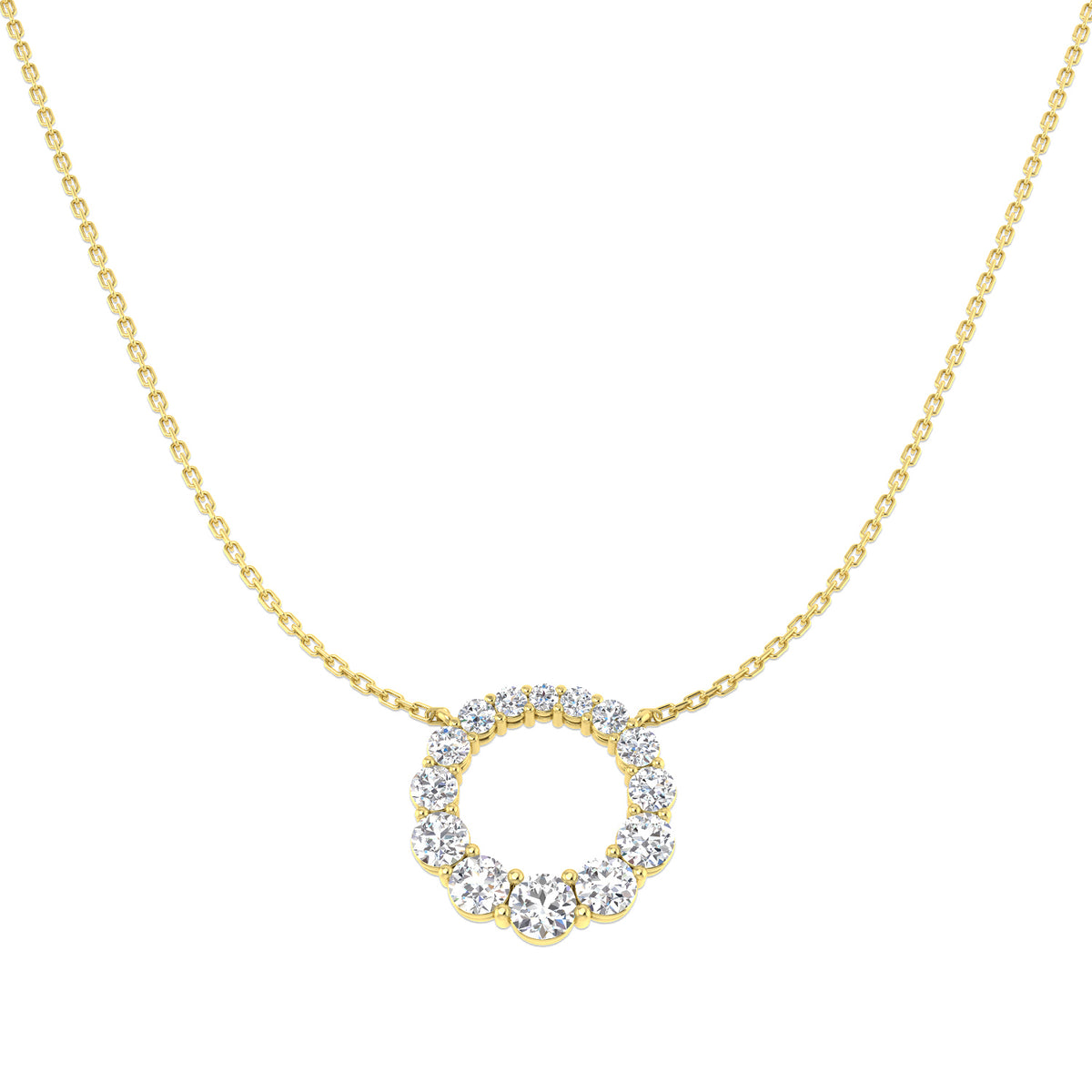 9ct Yellow Gold Round Lab Grown Diamond Necklace 1