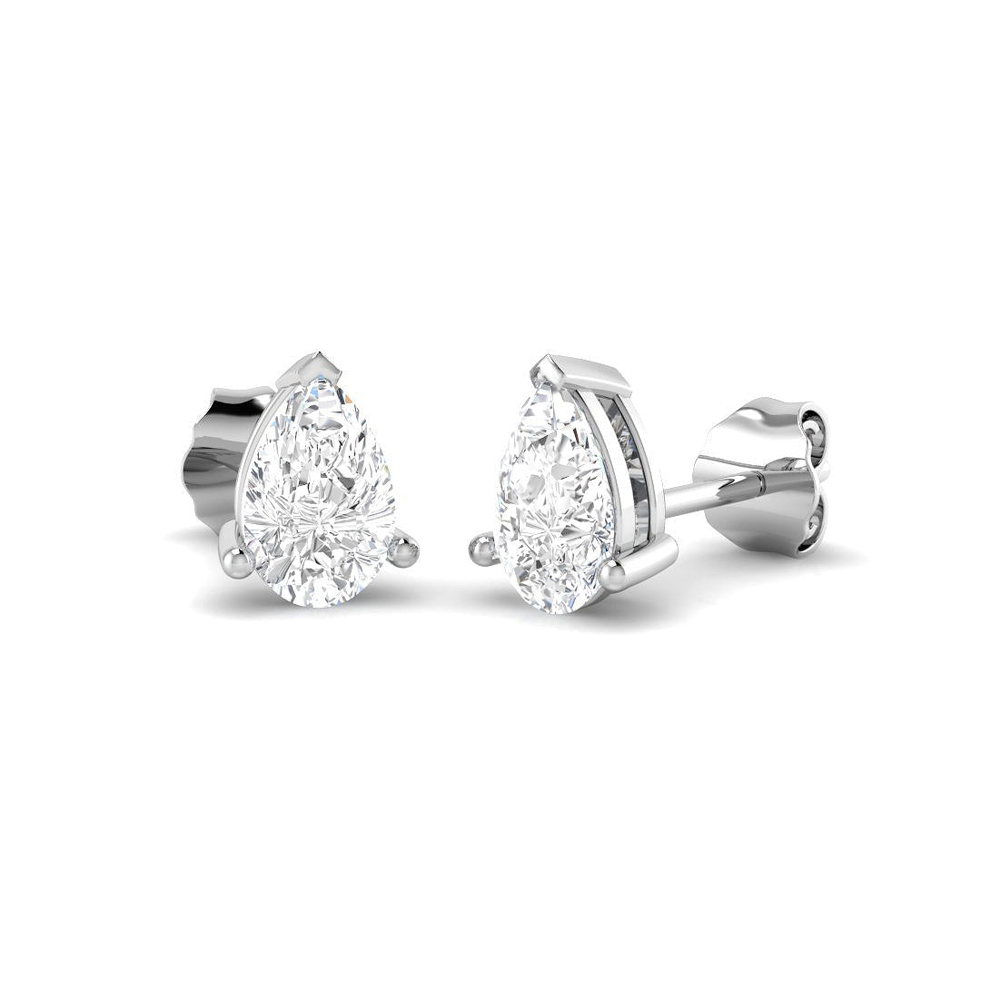 9ct White Gold Pear Lab Grown Diamond Earrings 1