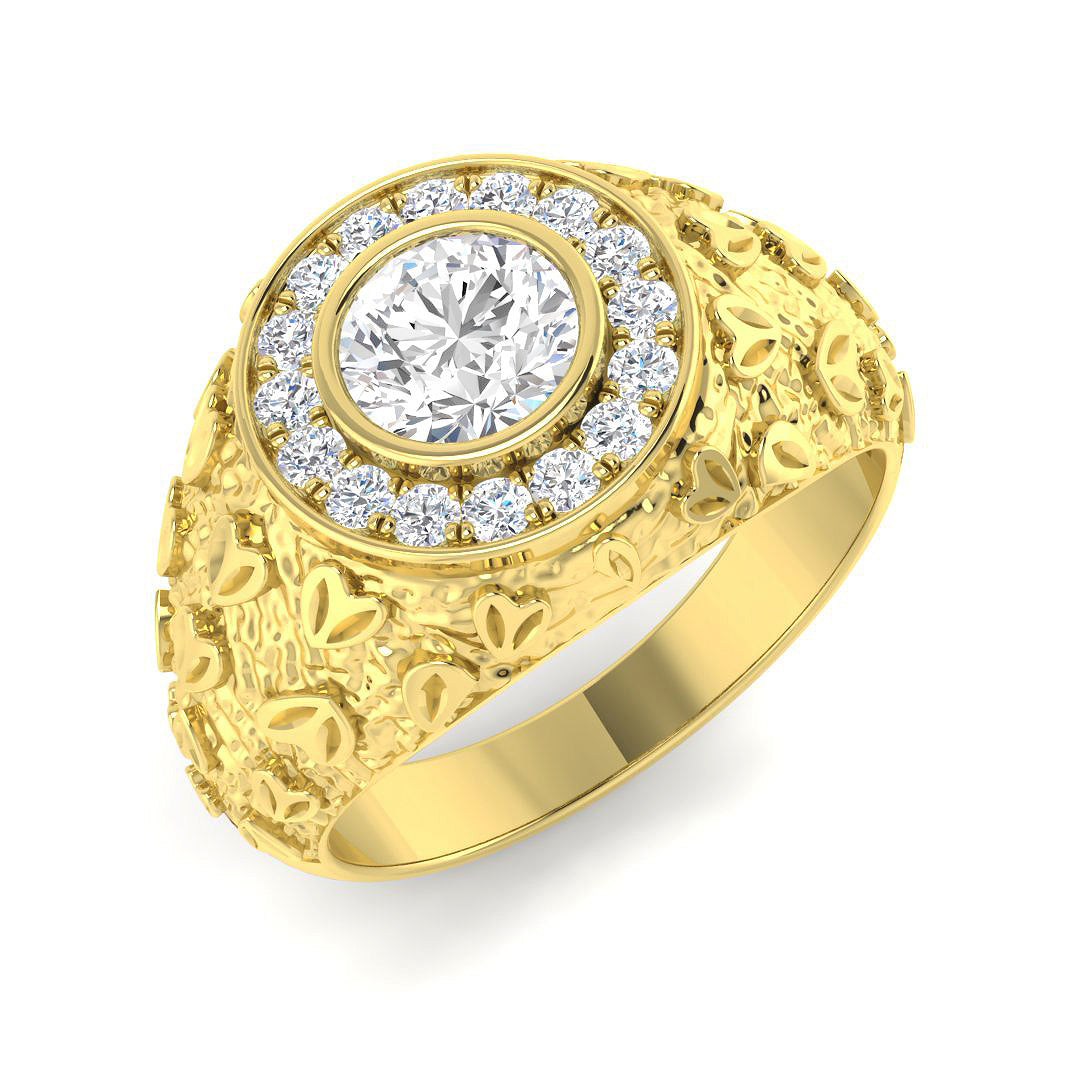 9ct Yellow Gold Round Lab Grown Diamond Ring 1