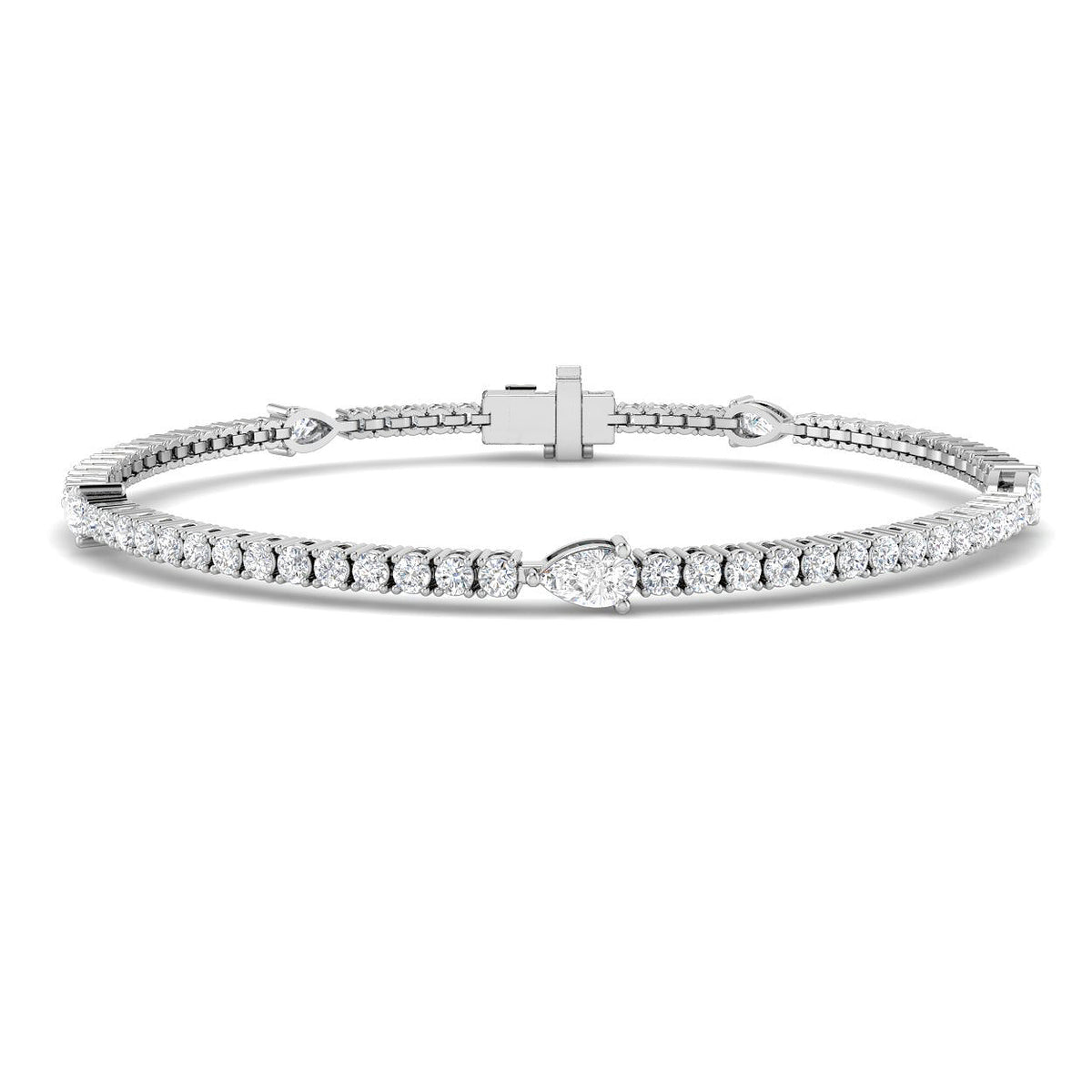 9ct White Gold Pear Lab Grown Diamond Bracelet 1