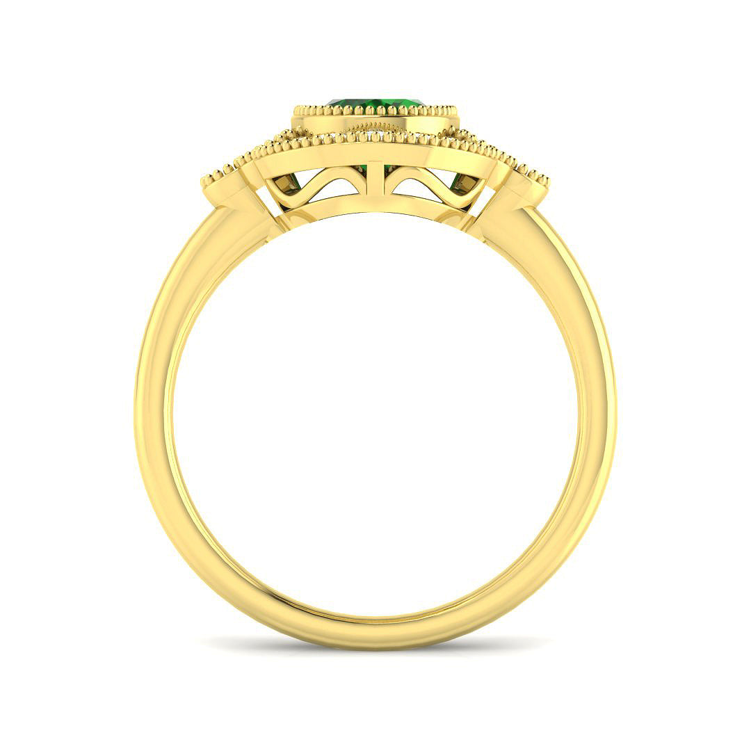 9ct Yellow Gold Oval Emerald and Diamond Ring 2