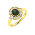 9ct Yellow Gold Oval Teal Sapphire and Diamond Ring 1