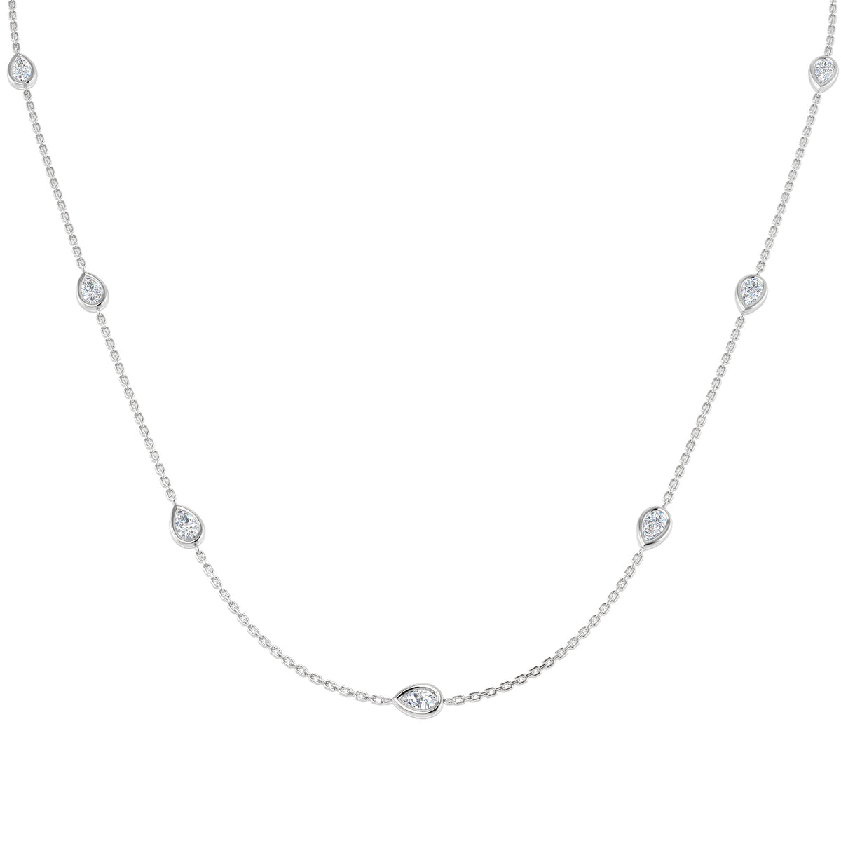 9ct White Gold Pear Lab Grown Diamond Necklace 1