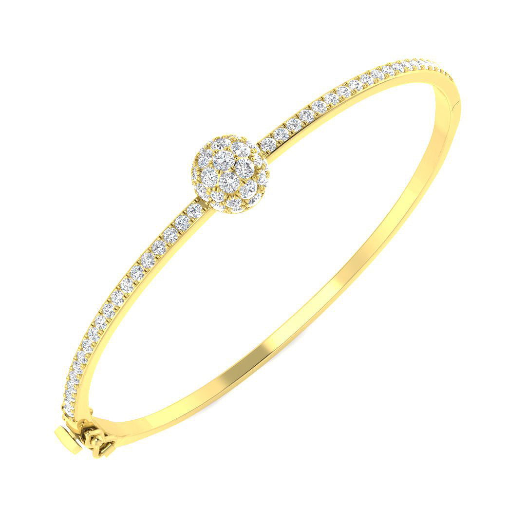 9ct Yellow Gold Round Lab Grown Diamond Bangle 1