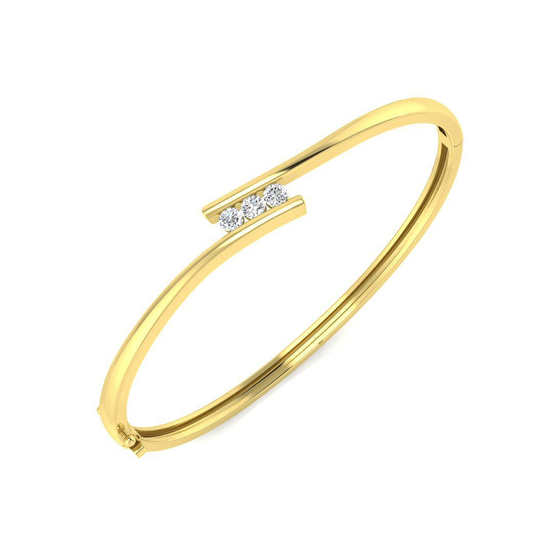 9ct Yellow Gold Round Lab Grown Diamond Bangle 1