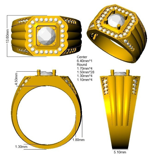 9ct Yellow Gold Round Lab Grown Diamond Ring 3