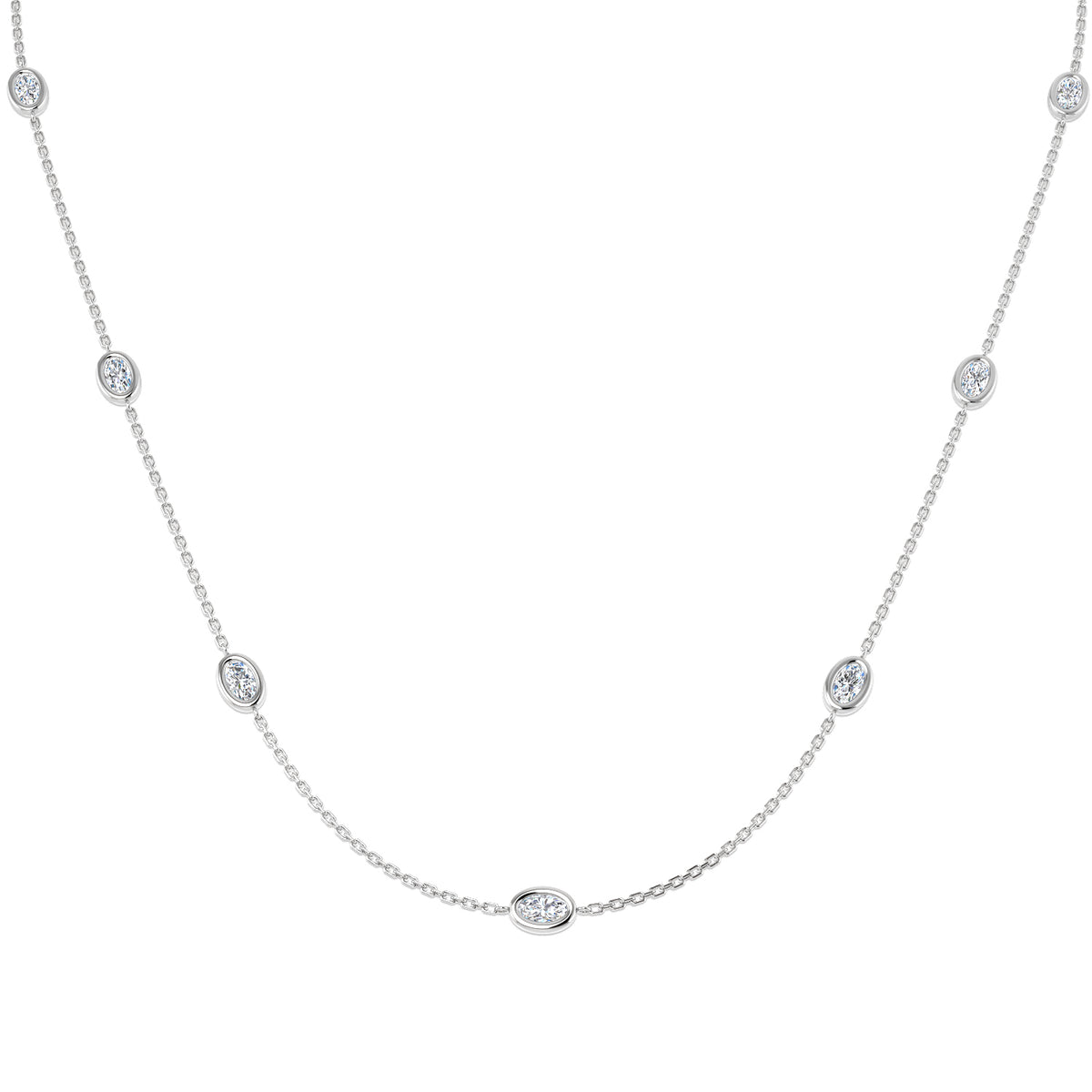 9ct White Gold Oval Lab Grown Diamond Necklace 1