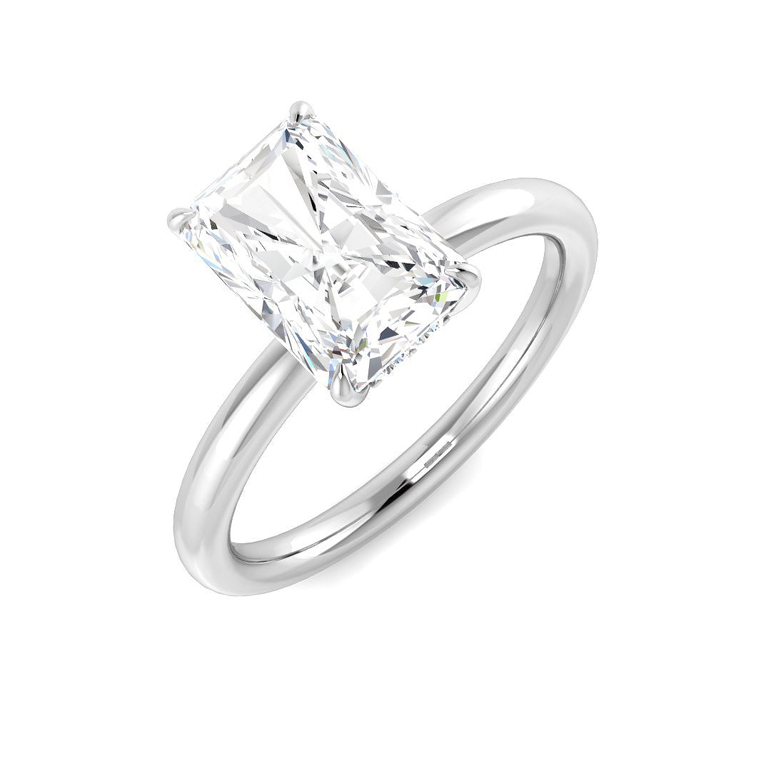9ct White Gold Radiant Lab Grown Diamond Ring 1
