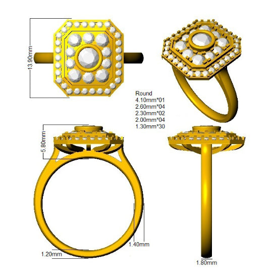 9ct Yellow Gold Round Lab Grown Diamond Ring 3