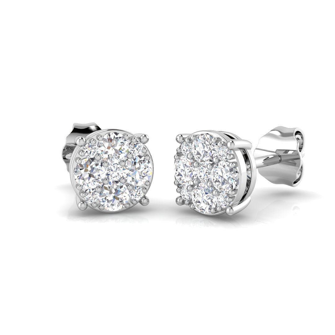 9ct White Gold Round Lab Grown Diamond Earrings 1