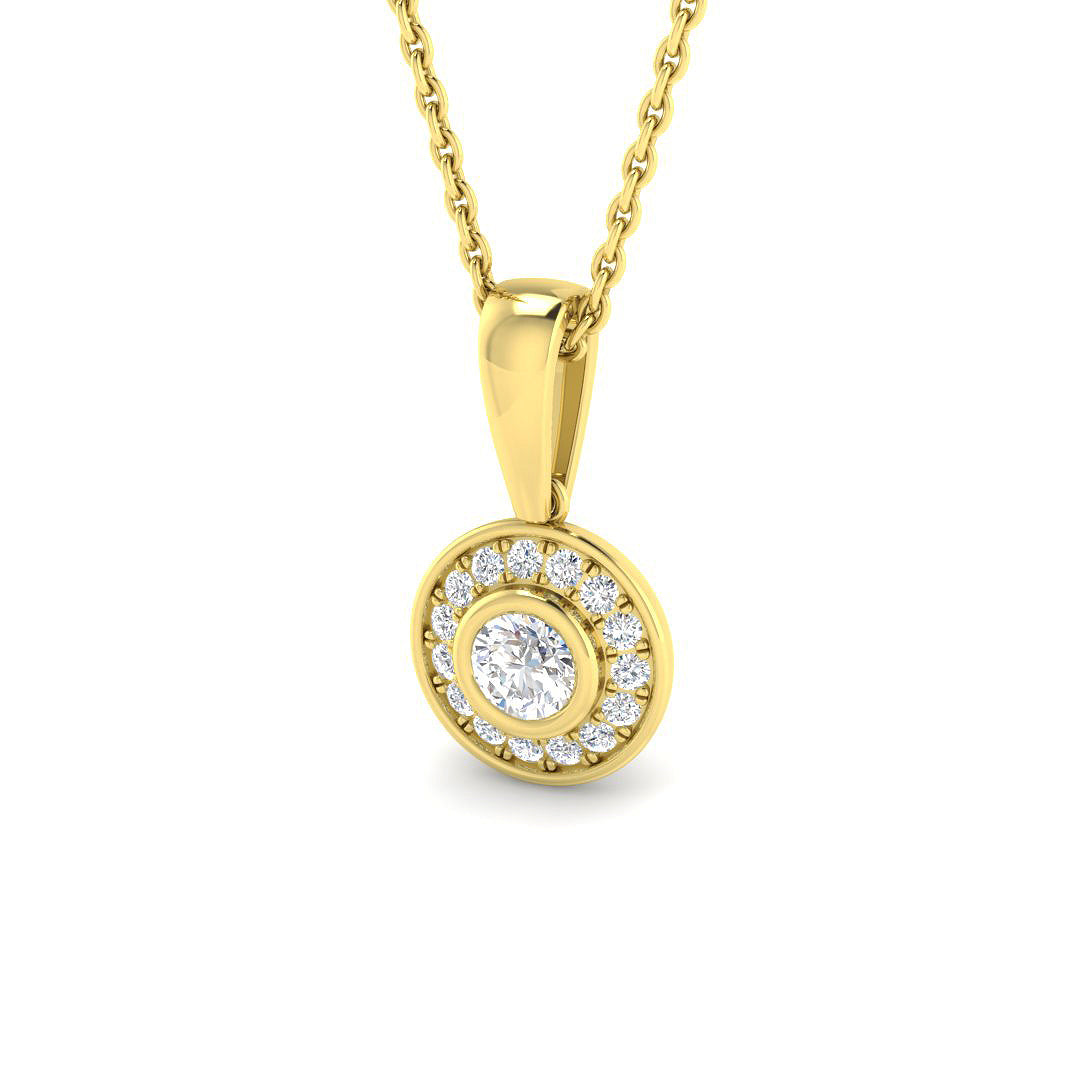 9ct Yellow Gold Round Lab Grown Diamond Pendant 1