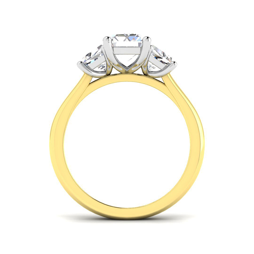 9ct Two Tone Emerald Cut and Trapezoid Lab Grown Diamond Ring 2
