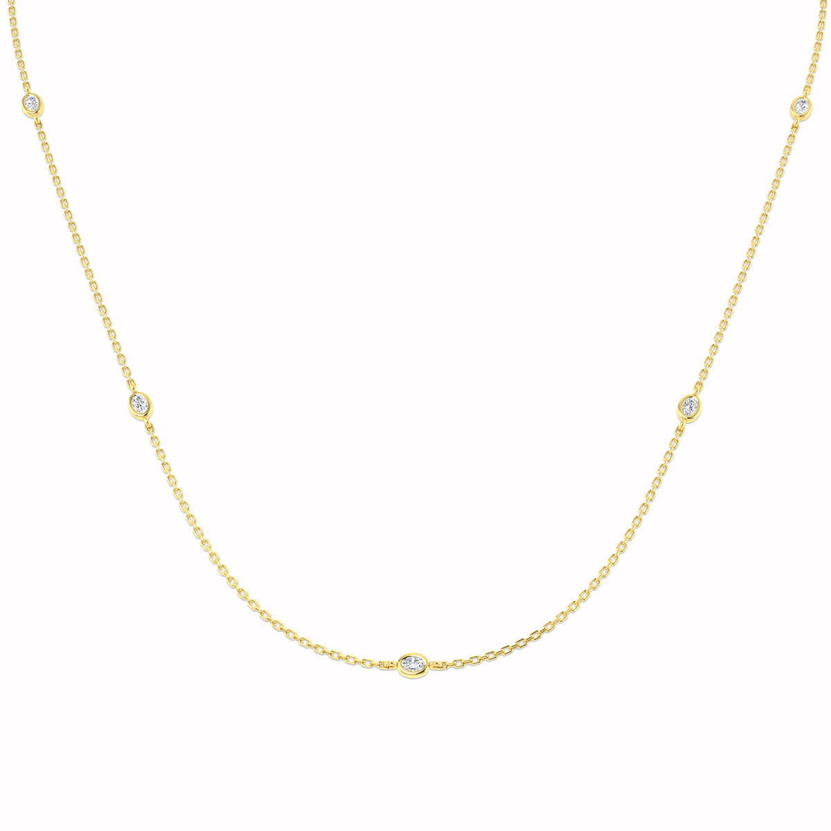 9ct Yellow Gold Oval Lab Grown Diamond Necklace 1