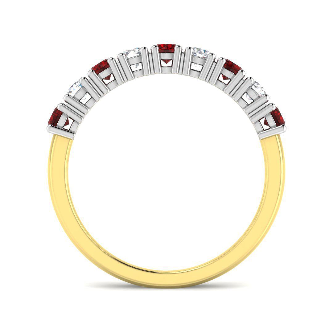 9ct Two Tone Round Ruby and Diamond Ring 2