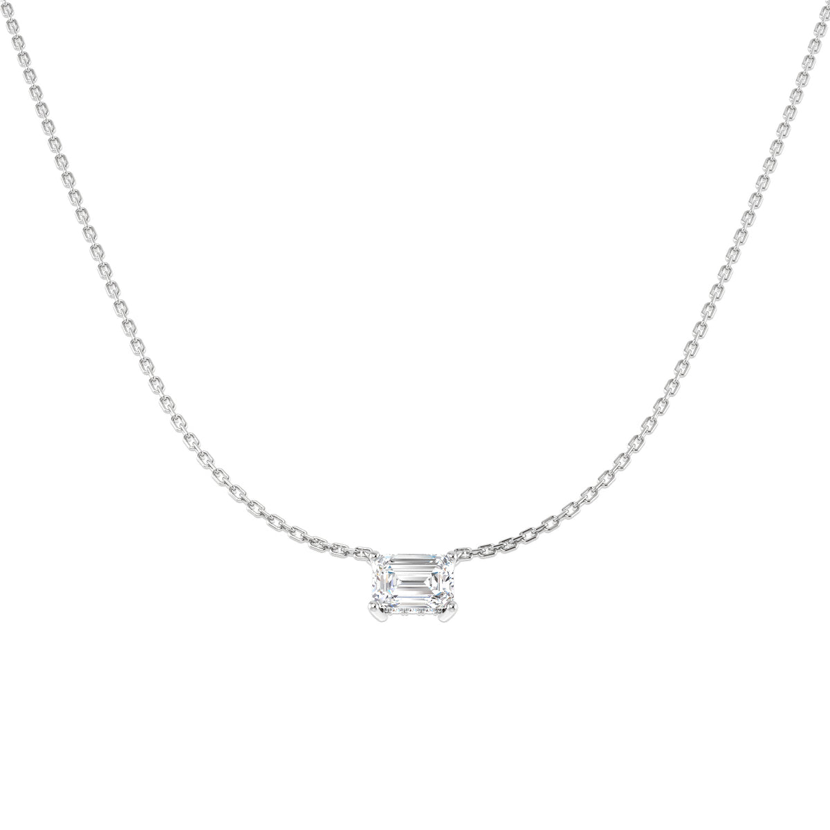 9ct White Gold Emerald Cut Lab Grown Diamond Necklace 1