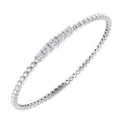 9ct White Gold Round Lab Grown Diamond Bangle 1
