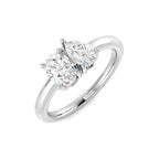 9ct White Gold Oval and Pear Lab Grown Diamond Ring 1